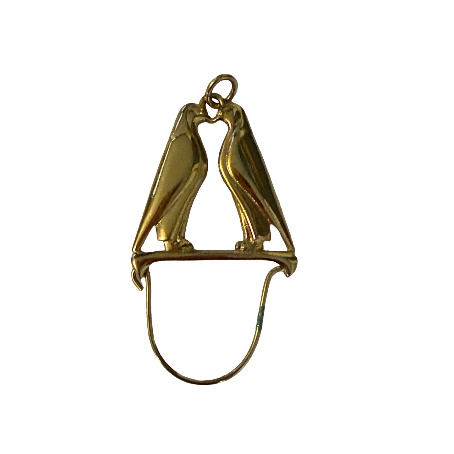 Vintage Gold Tone Penguin Charm Holder Necklace Enhancer Heart Figural Pendant