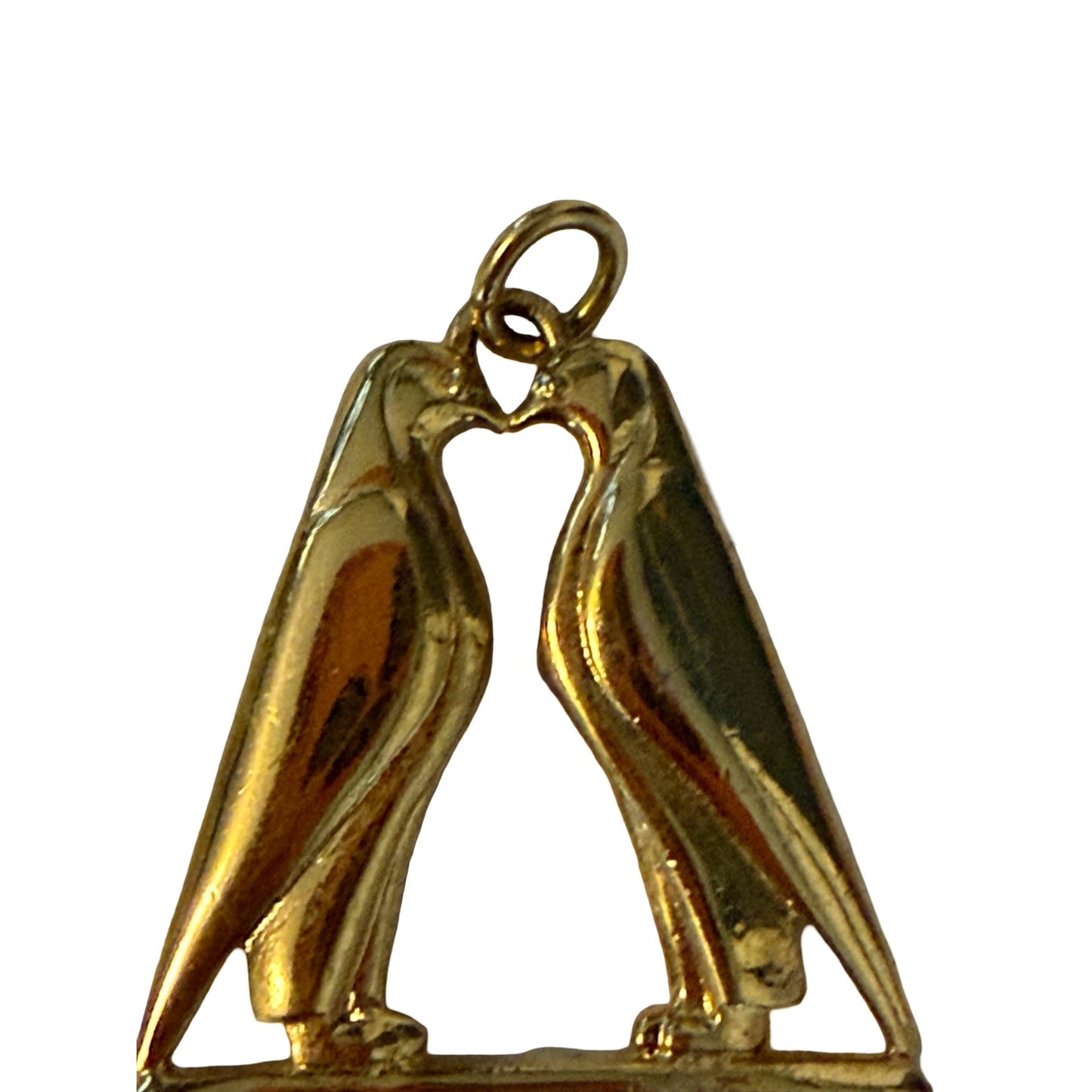 Vintage Gold Tone Penguin Charm Holder Necklace Enhancer Heart Figural Pendant