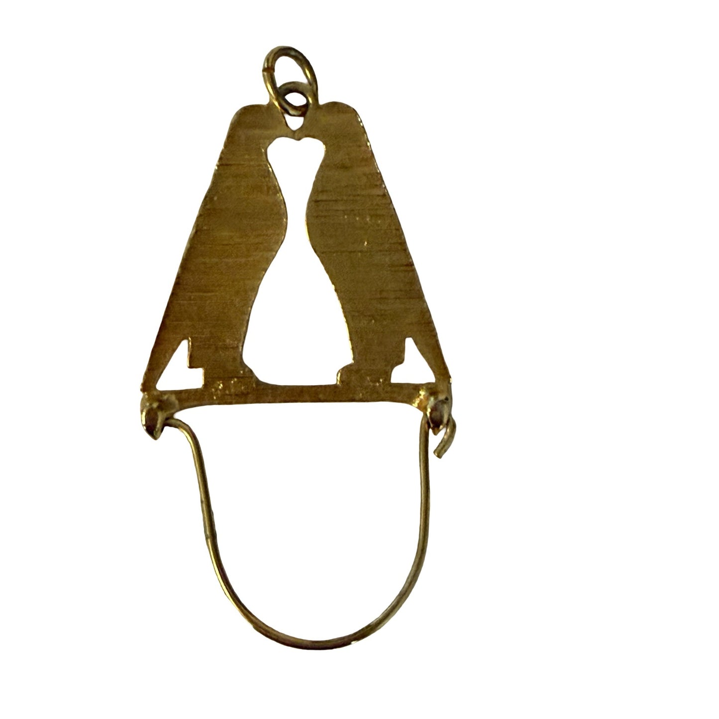 Vintage Gold Tone Penguin Charm Holder Necklace Enhancer Heart Figural Pendant