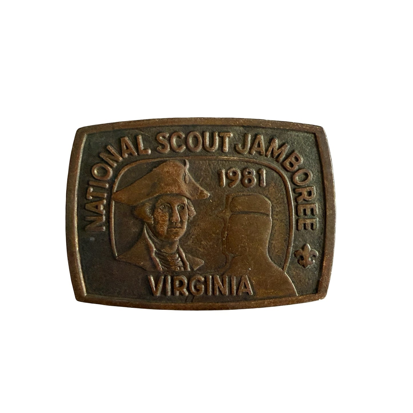 Vintage 1981 National Scout Jamboree Virginia Belt Buckle Boy Scouts Brass Tone-READ