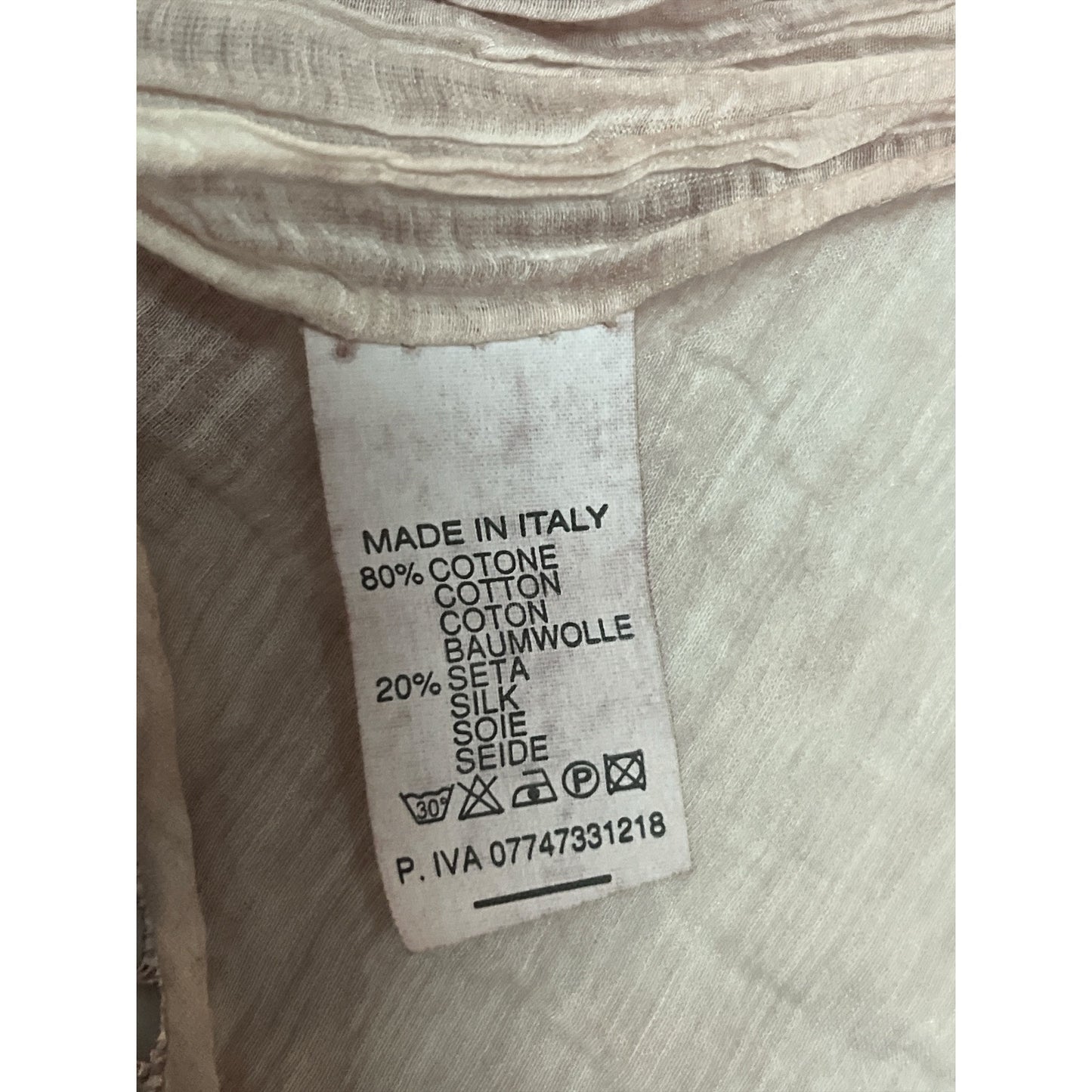 Vintage Early 2000s Italian Cotton Silk Lace Trim Shawl Scarf Wrap – Light Rose