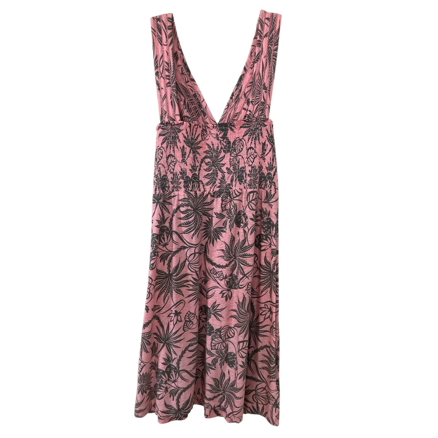 Tommy Bahama Relax Pink Tropical Maxi Dress Womens Large Cotton Sleeveless