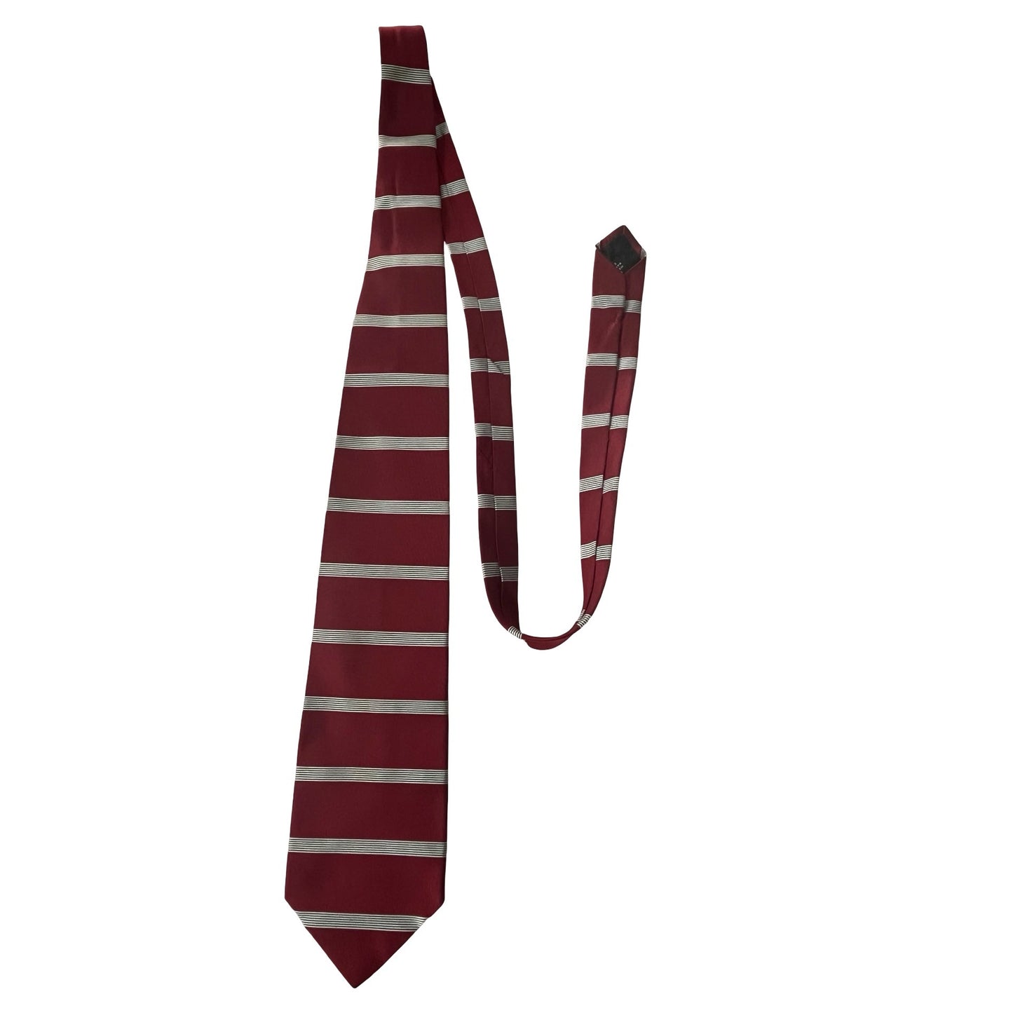 Vintage Paolo Gucci Silk Tie Red Stripe Made In Italy Hand Finished Mens Necktie