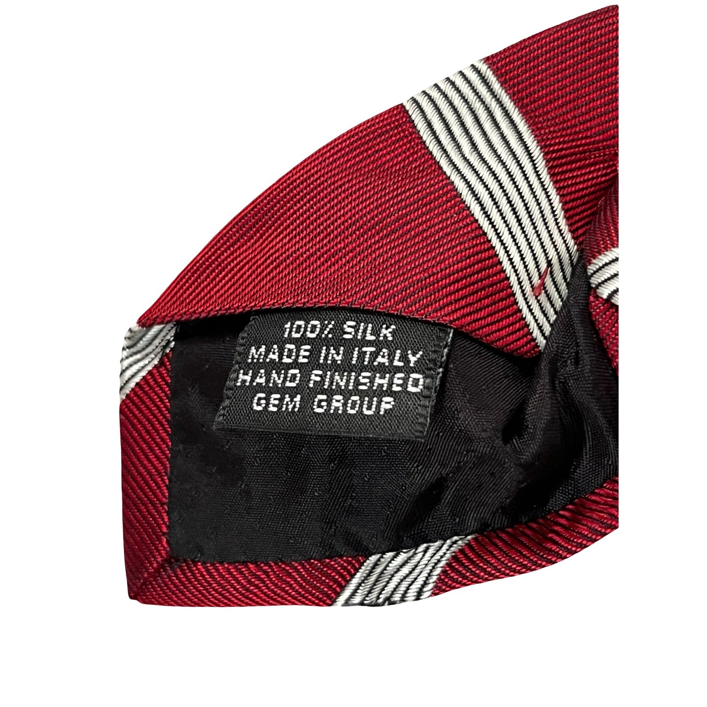 Vintage Paolo Gucci Silk Tie Red Stripe Made In Italy Hand Finished Mens Necktie