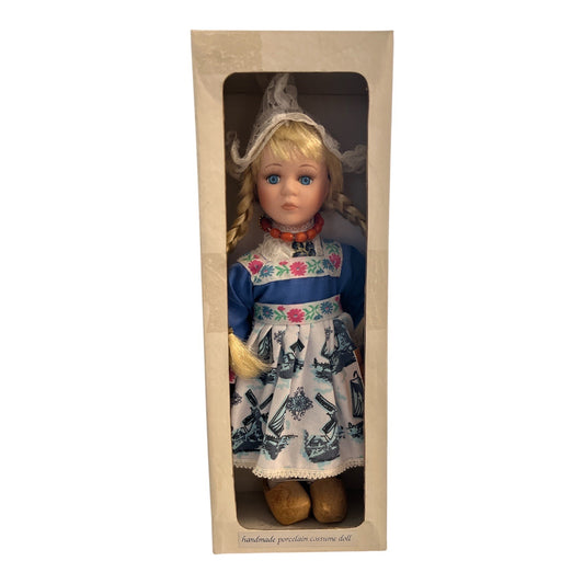 Waterland Dolls Holland Handmade Porcelain Doll – Volendam Costume – 10” – Boxed with Tag – 1990s
