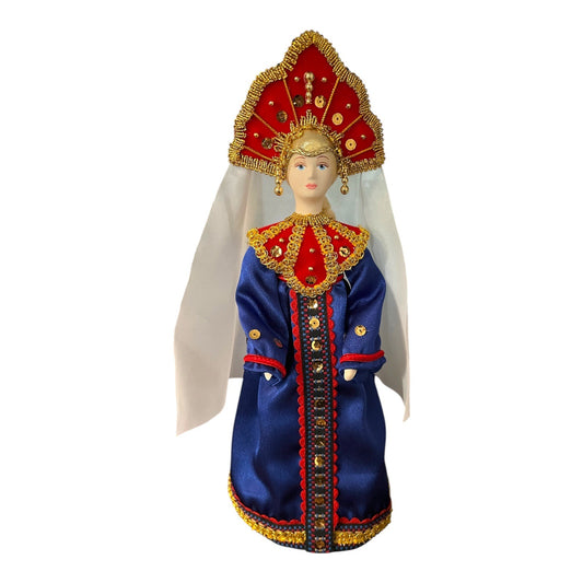 Vintage Russian Folk Doll Figurine Traditional Costume Handcrafted 12 Inch