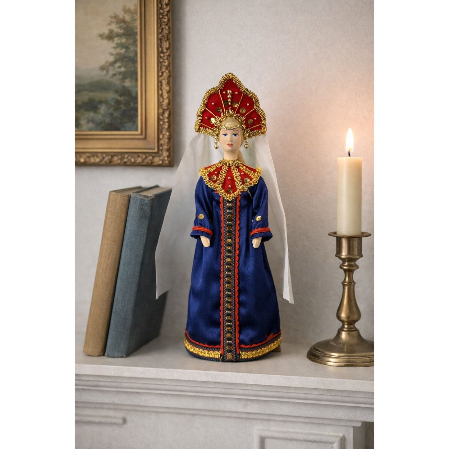 Vintage Russian Folk Doll Figurine Traditional Costume Handcrafted 12 Inch