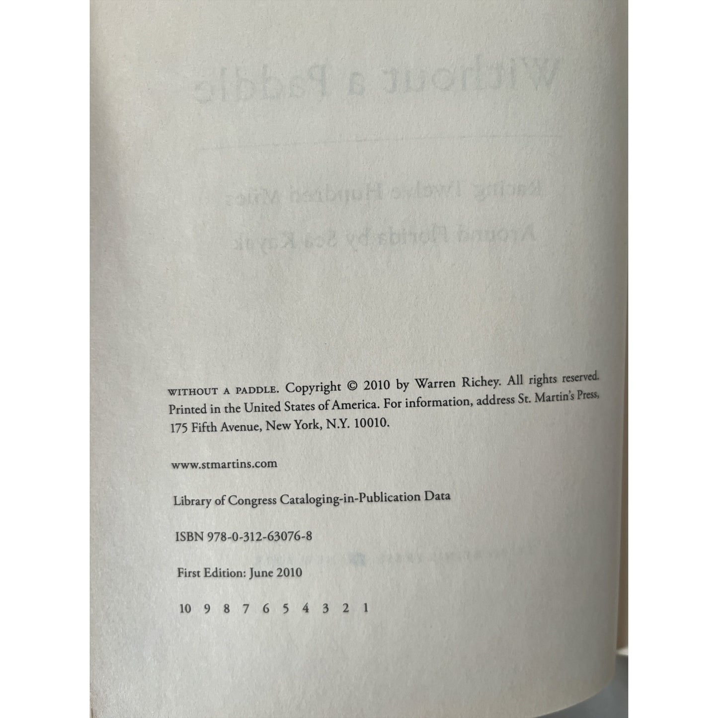 Without a Paddle Hardcover First Edition 2010 Kayaking Memoir