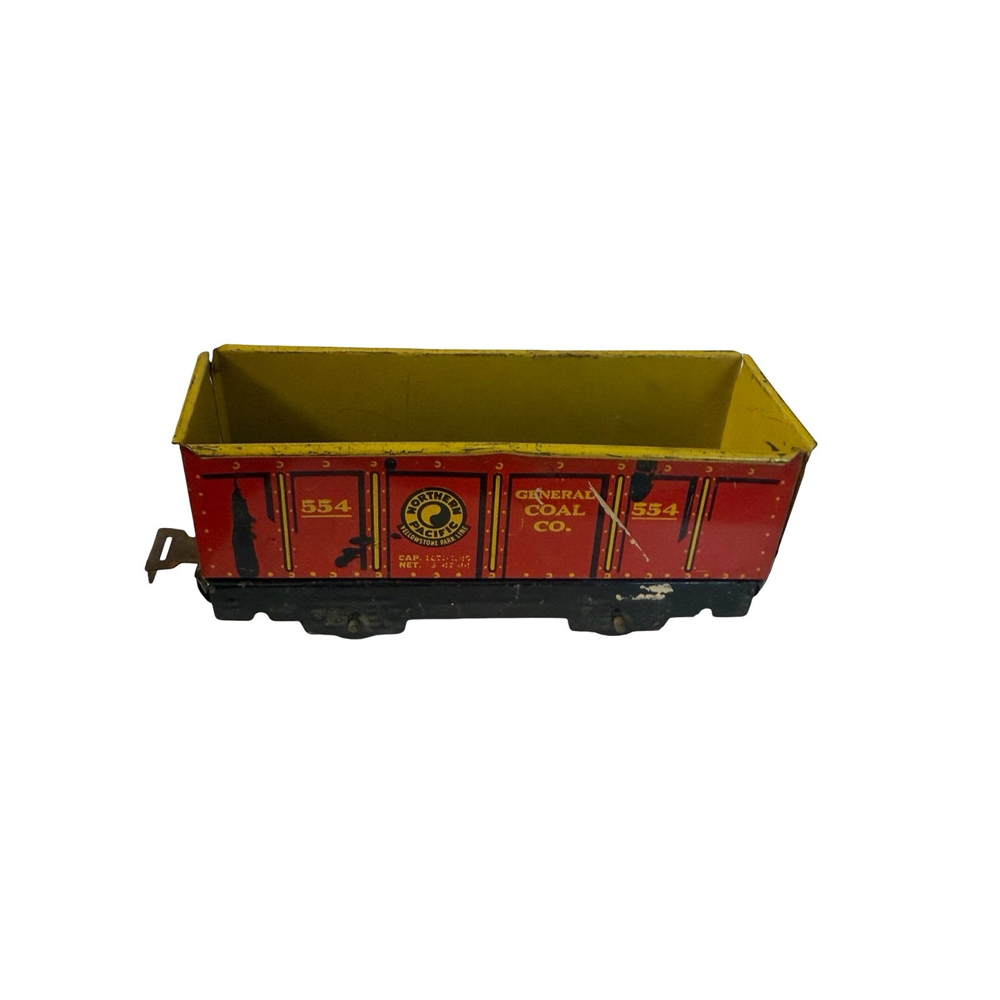 Vintage Marx Northern Pacific General Coal Co No. 554 Tin Litho Train Car Red Yellow