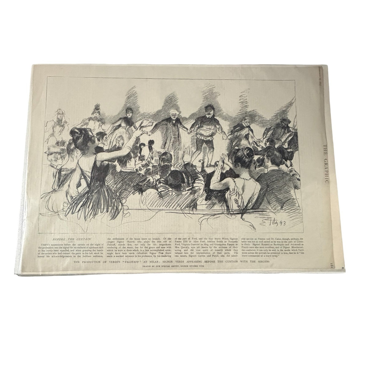 1893 Giuseppe Verdi Falstaff Milan Ettore Tito Original Antique Opera Print