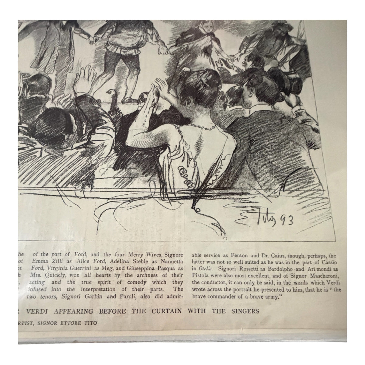 1893 Giuseppe Verdi Falstaff Milan Ettore Tito Original Antique Opera Print