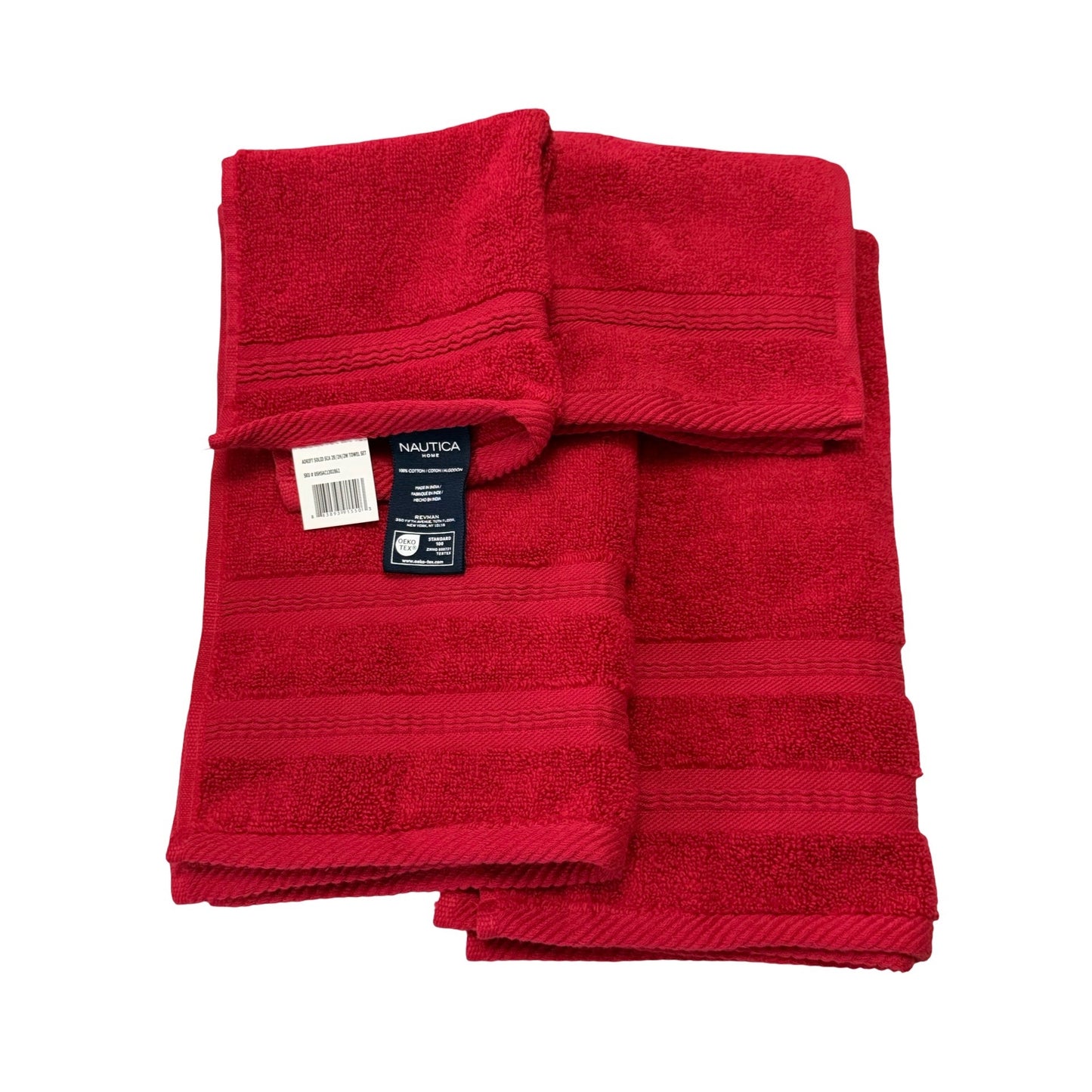 Nautica Home Red Cotton Towel Set NWT 2 Hand Towels 2 Washcloths OEKO-TEX