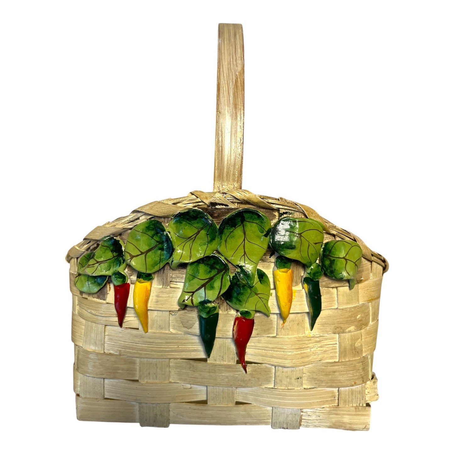Vintage Wicker Gallery Chili Pepper Baskets Ceramic Accents Set of 2 CBK