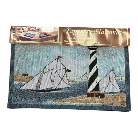 Set of 4 Nautical Lighthouse & Sailboat Tapestry Placemats – P.P. Home Collection