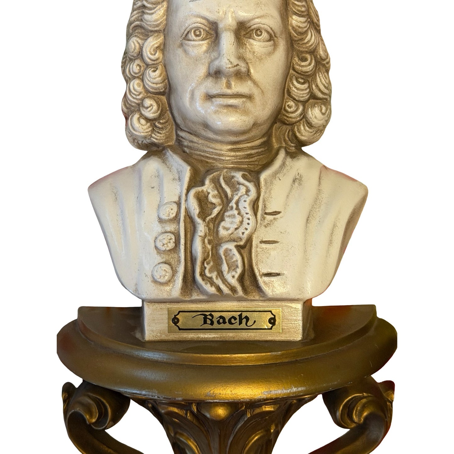 Vintage 1973 Burwood Bach Beethoven Wall Plaques Set of 2 Classical Composer Bust Shelves Gold Ivory