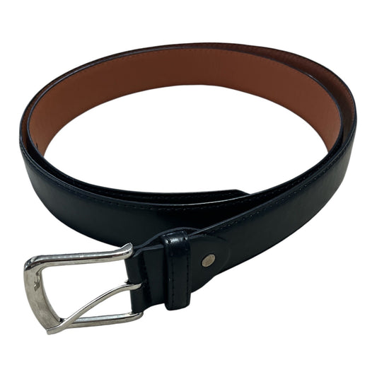 Men's 4XL Black Genuine Leather Belt – 54.5" Length – Silver Buckle – Made in China – Unused