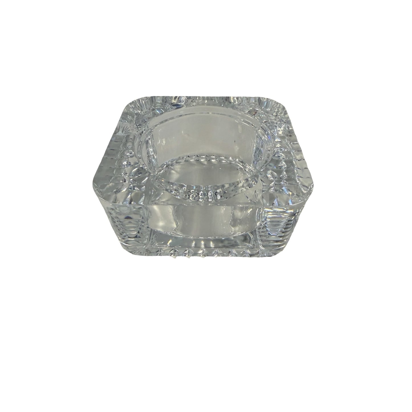 Vintage French Crystal Glass Ashtray Square Cut Glass Catchall Trinket Dish France