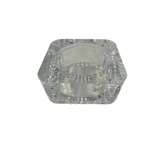 Vintage French Crystal Glass Ashtray Square Cut Glass Catchall Trinket Dish France