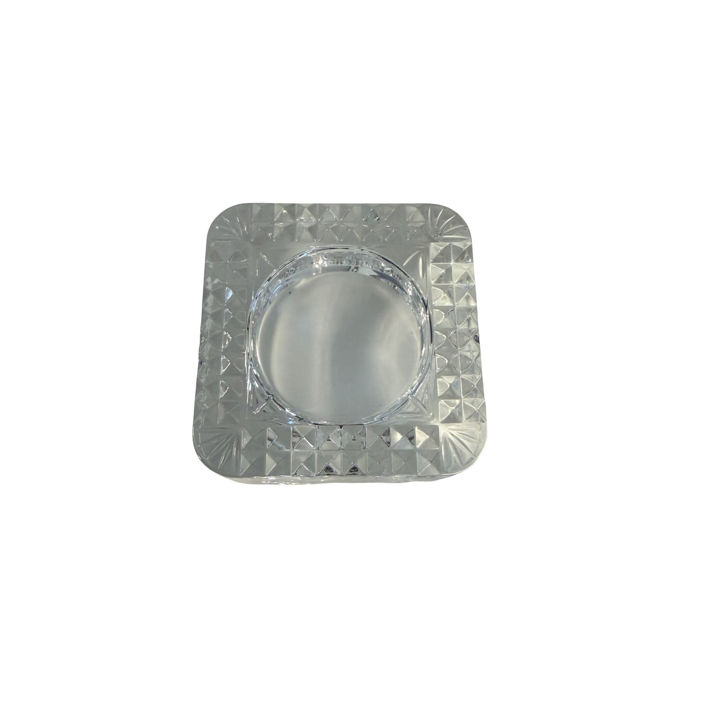 Vintage French Crystal Glass Ashtray Square Cut Glass Catchall Trinket Dish France
