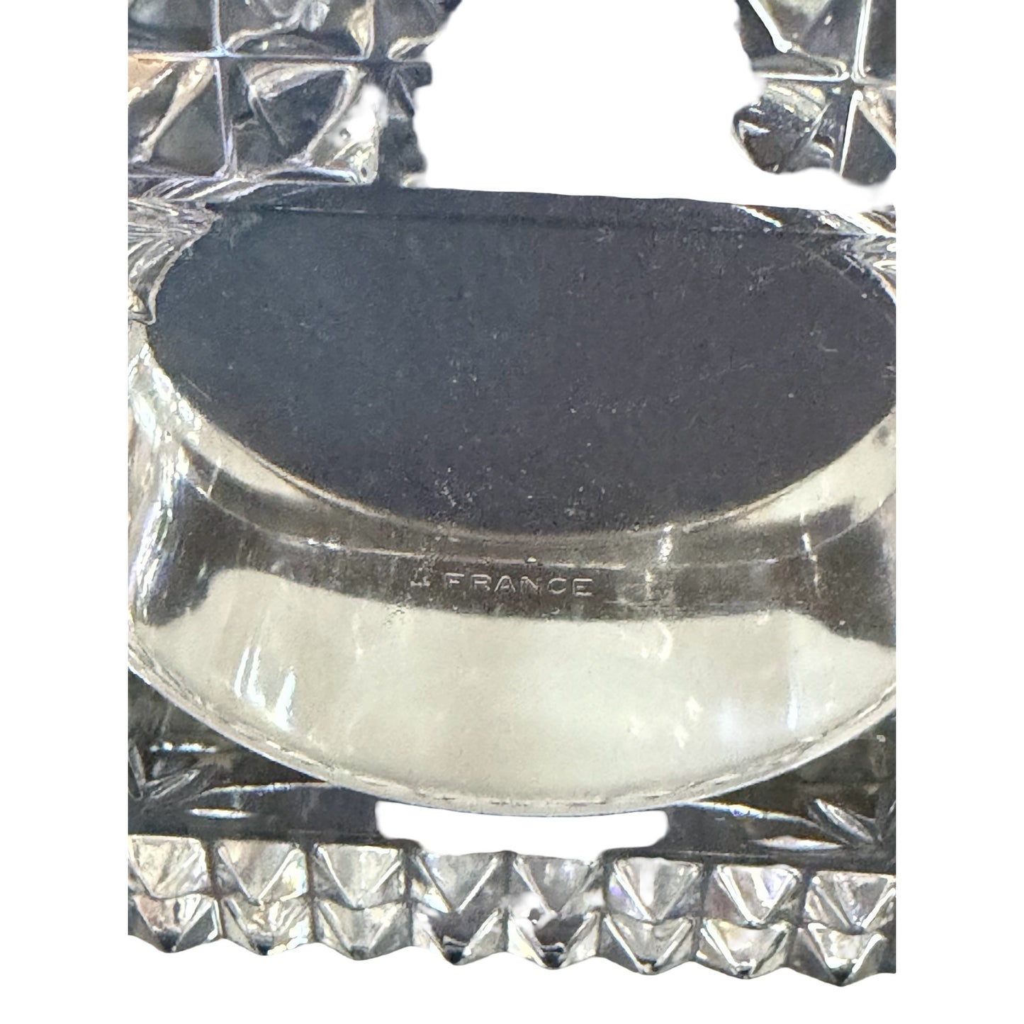 Vintage French Crystal Glass Ashtray Square Cut Glass Catchall Trinket Dish France