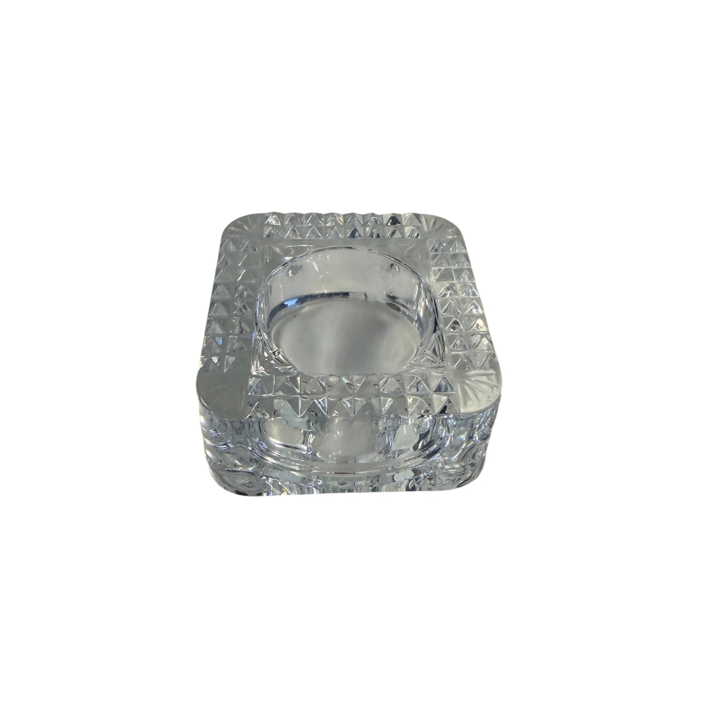 Vintage French Crystal Glass Ashtray Square Cut Glass Catchall Trinket Dish France