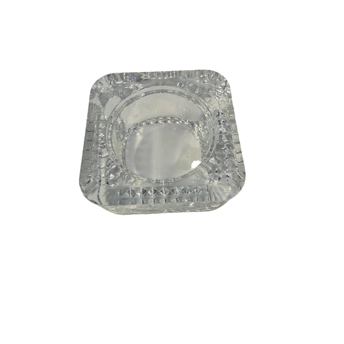 Vintage French Crystal Glass Ashtray Square Cut Glass Catchall Trinket Dish France