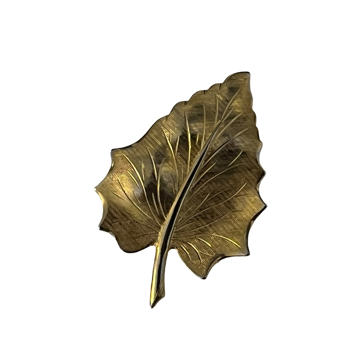 Vintage Leaf Brooch Set Gold Tone Leaf & Mother of Pearl “Mom” Pin