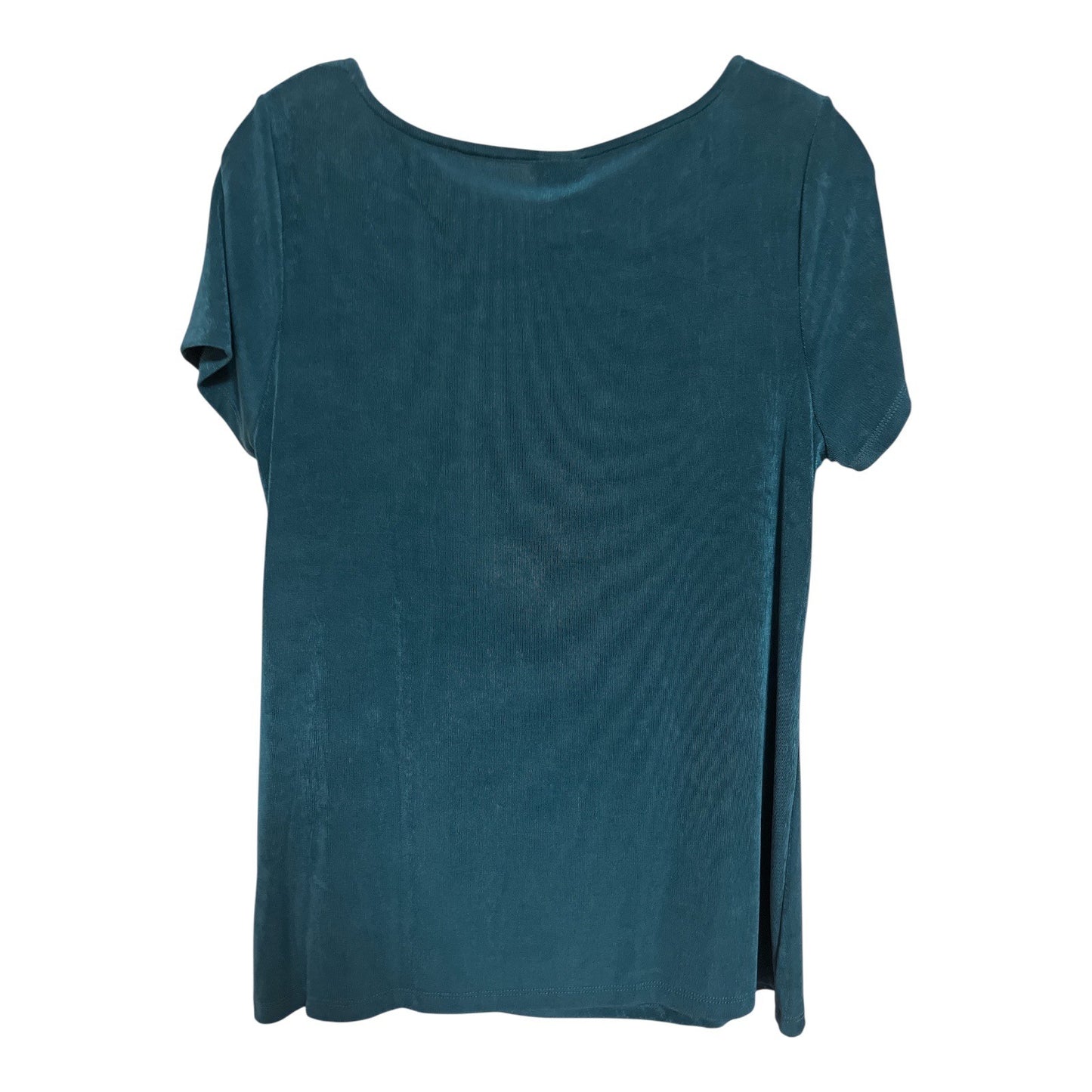 Chico’s Travelers Women’s M Teal Short-Sleeve Top – Draped Front Knot