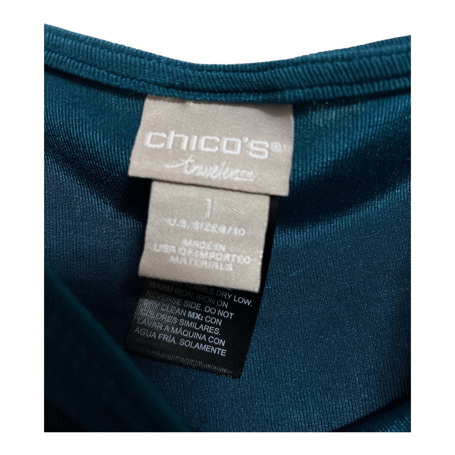 Chico’s Travelers Women’s M Teal Short-Sleeve Top – Draped Front Knot