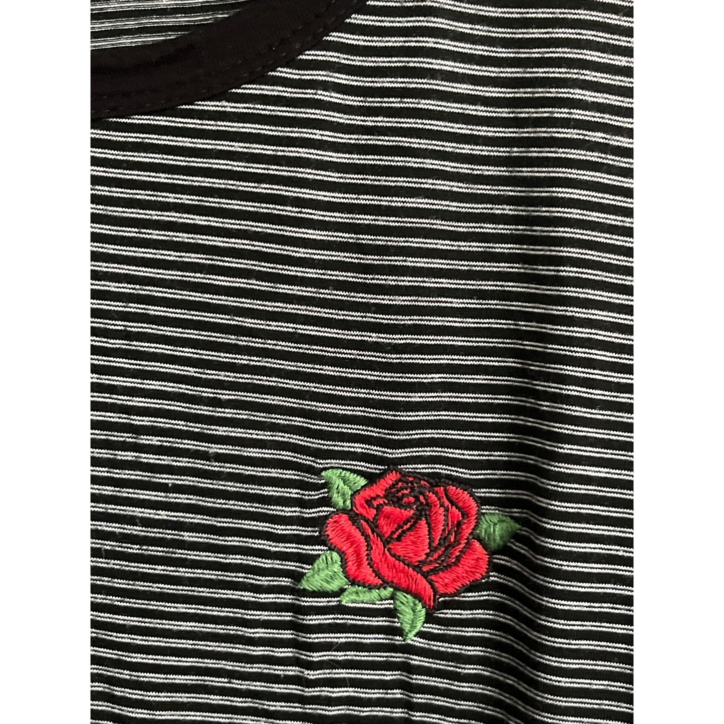 Local Lab Striped Rose Embroidered Tie Front Top XL Made in USA