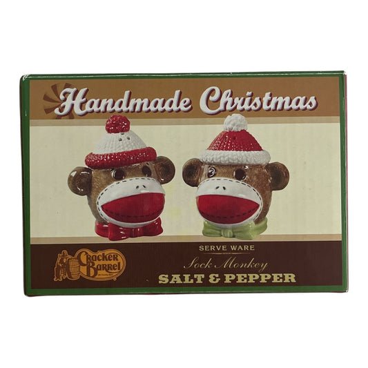 Cracker Barrel Sock Monkey Salt & Pepper Shakers – Handmade Christmas – 2005 Era
