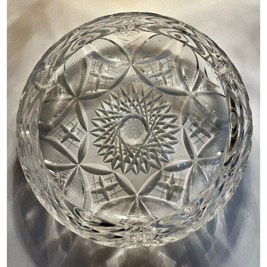 Antique American Brilliant Cut Glass Ashtray – 6” with Cigarette Rests – Deep Geometric Pattern