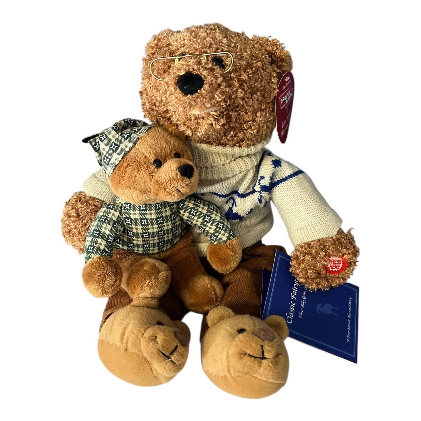 2003 Jiggles & Giggles Talking Storytelling Bear Three Billy Goats Gruff Plush NWT