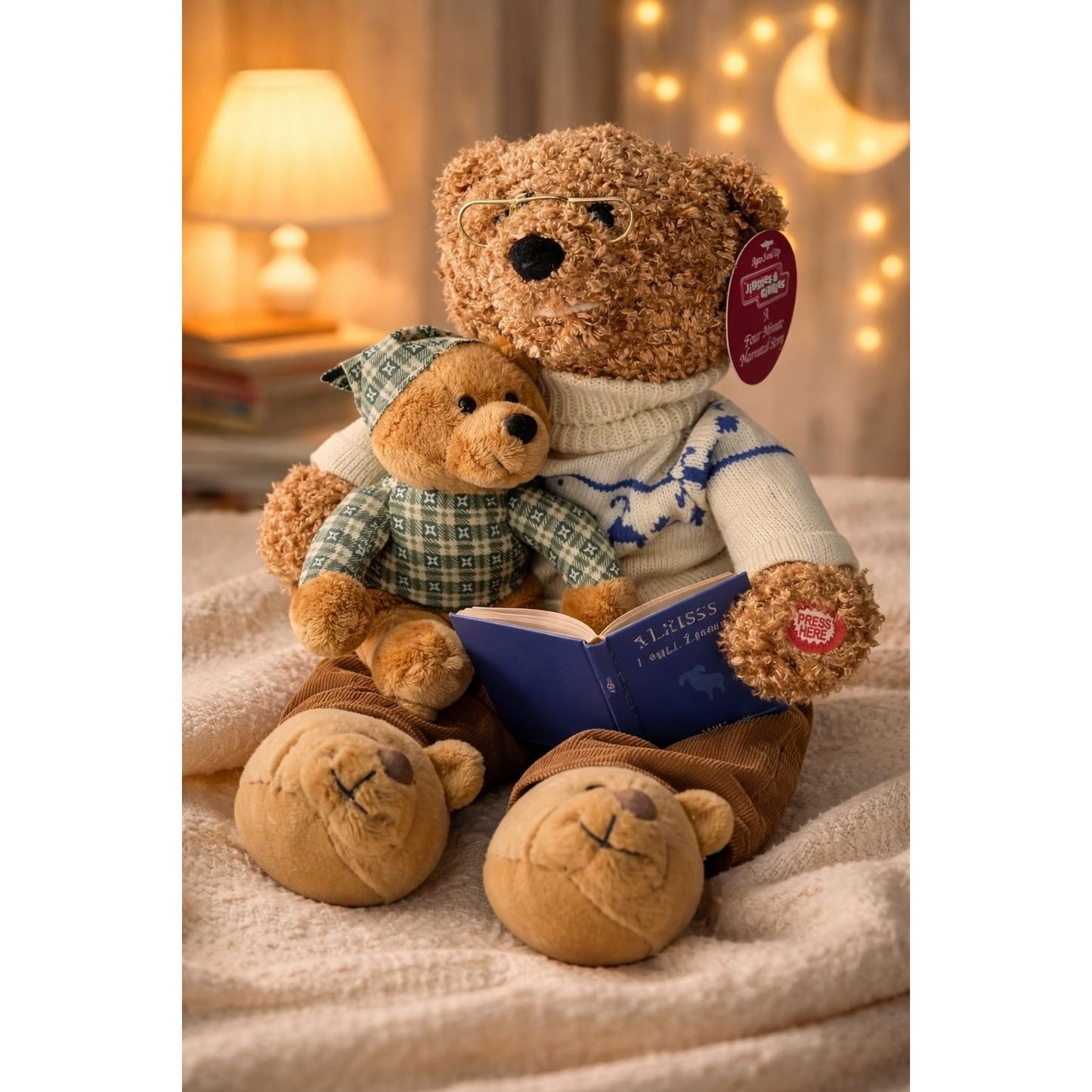 2003 Jiggles & Giggles Talking Storytelling Bear Three Billy Goats Gruff Plush NWT