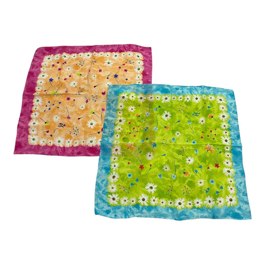 Preview Collection Italian Silk Scarves Set of 2 Daisy Floral Square 19" Nordstrom