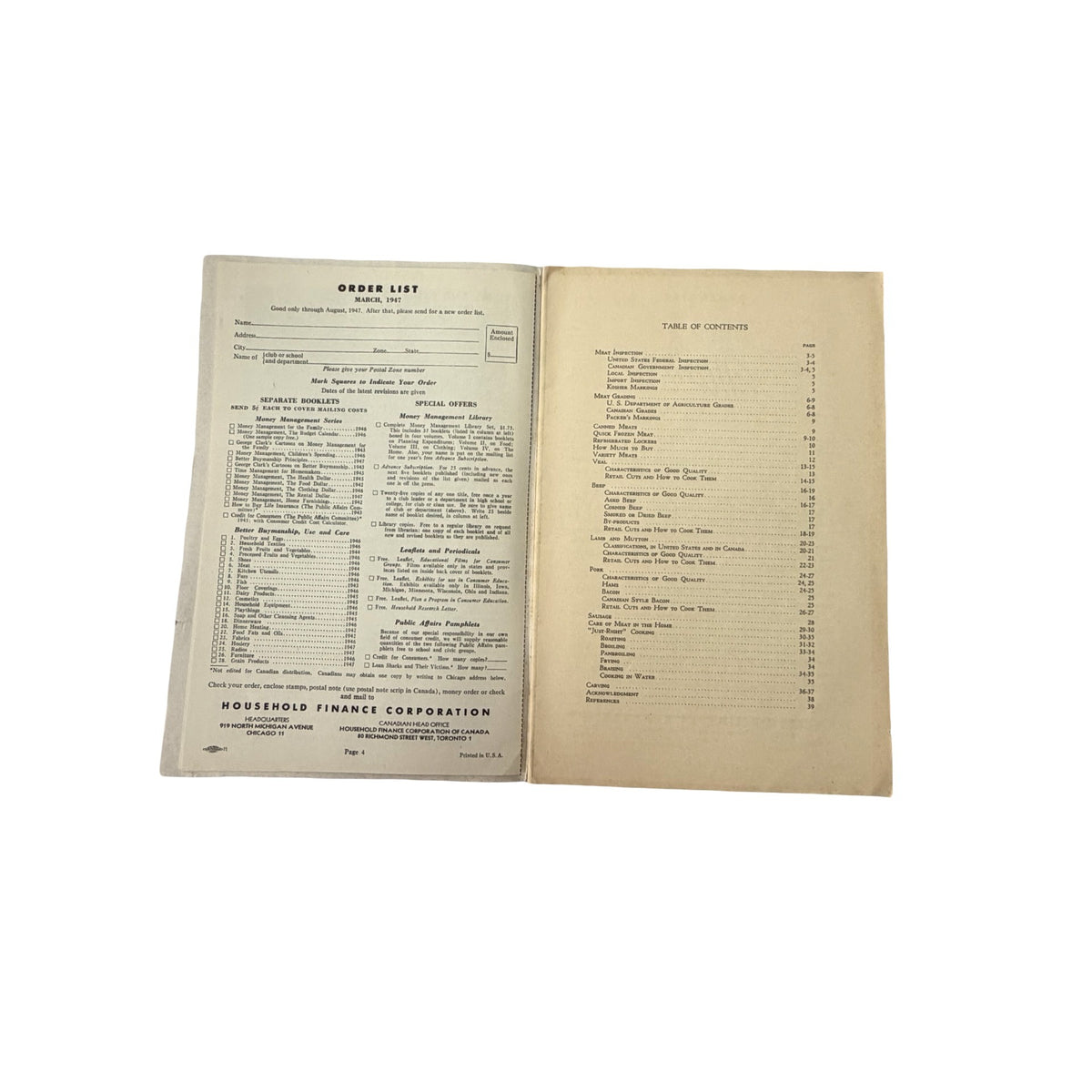 1947 Household Finance Better Buymanship Meat Vintage Cooking Butcher Guide