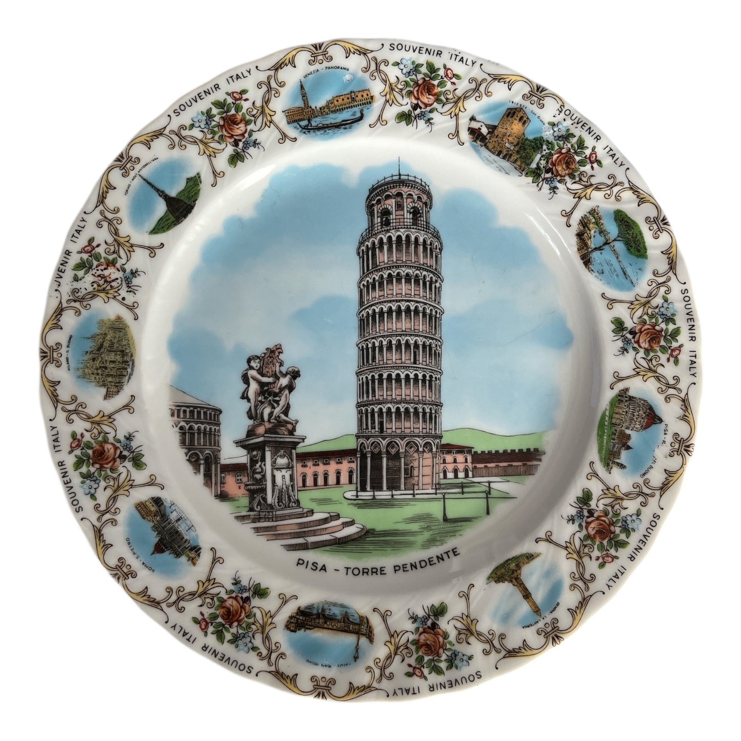 Vintage Selmann Weiden Bavaria Pisa Souvenir Plate Italy Torre Pendente 8 Inch