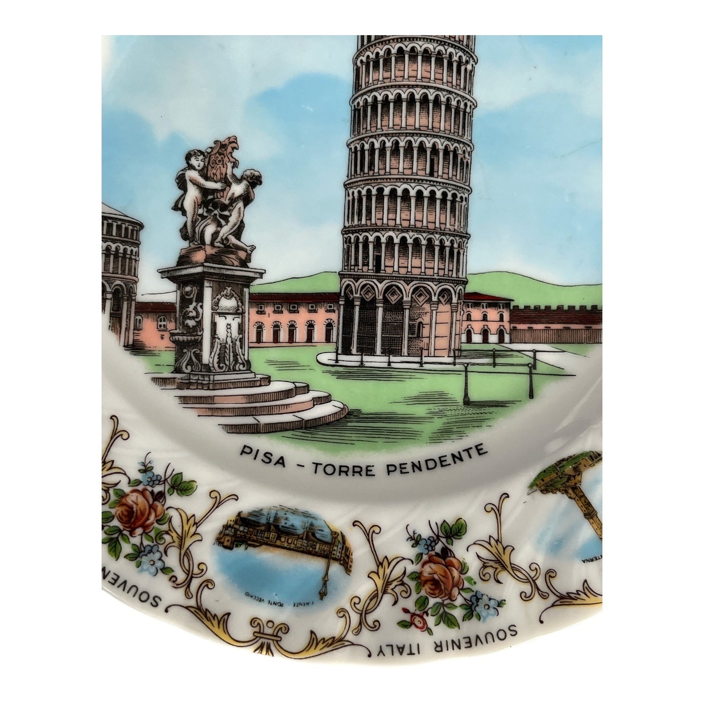 Vintage Selmann Weiden Bavaria Pisa Souvenir Plate Italy Torre Pendente 8 Inch