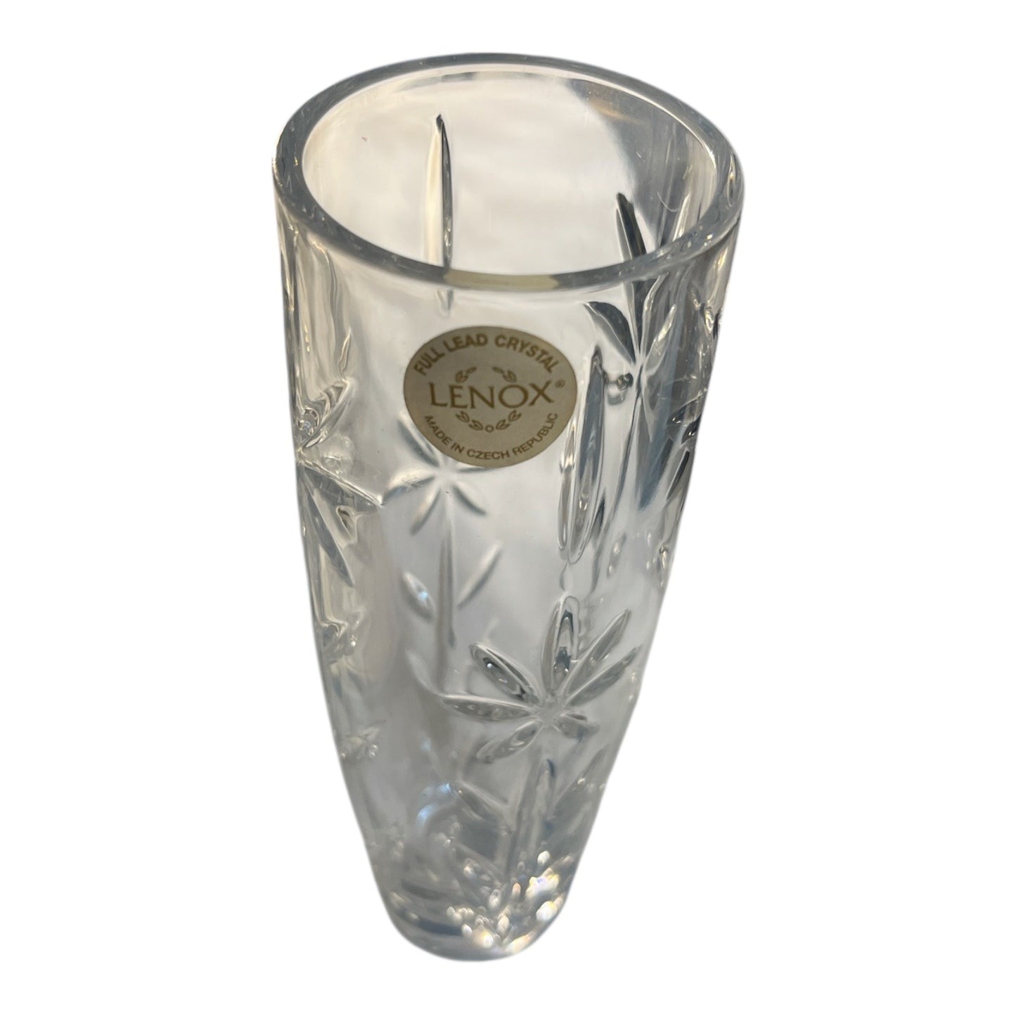 VTG Lenox Floral Majesty Full Lead Crystal Vase w/Certificate Czech Republic