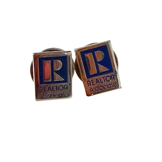 REALTOR Associate Logo Enamel Lapel Pins Set of 2 Silver Tone Blue