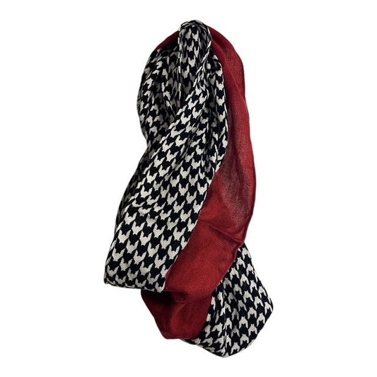 Cracker Barrel Houndstooth Infinity Scarf – Red & Black White Loop, 62” NWT, 2010s