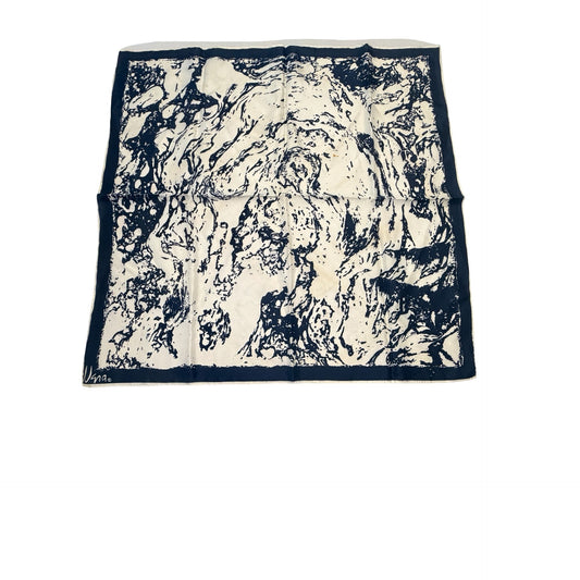 Vera Neumann Abstract Blue White Silk Scarf Signed Vera 24 Inch Square