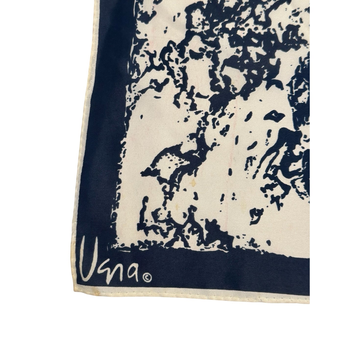 Vera Neumann Abstract Blue White Silk Scarf Signed Vera 24 Inch Square