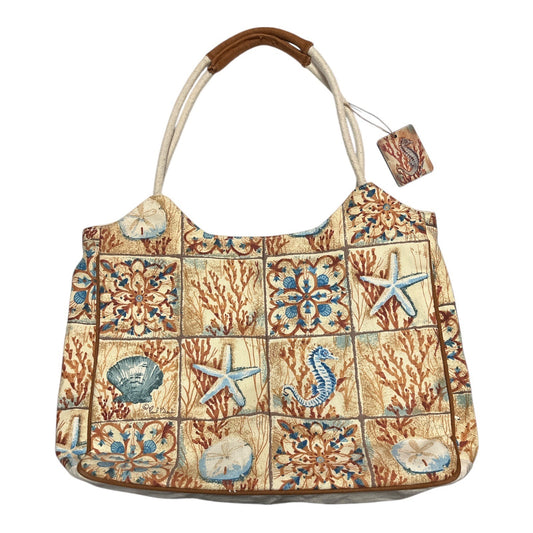 Paul Brent Early 2000s Vintage Coastal Patchwork Tote Bag Seahorse Starfish