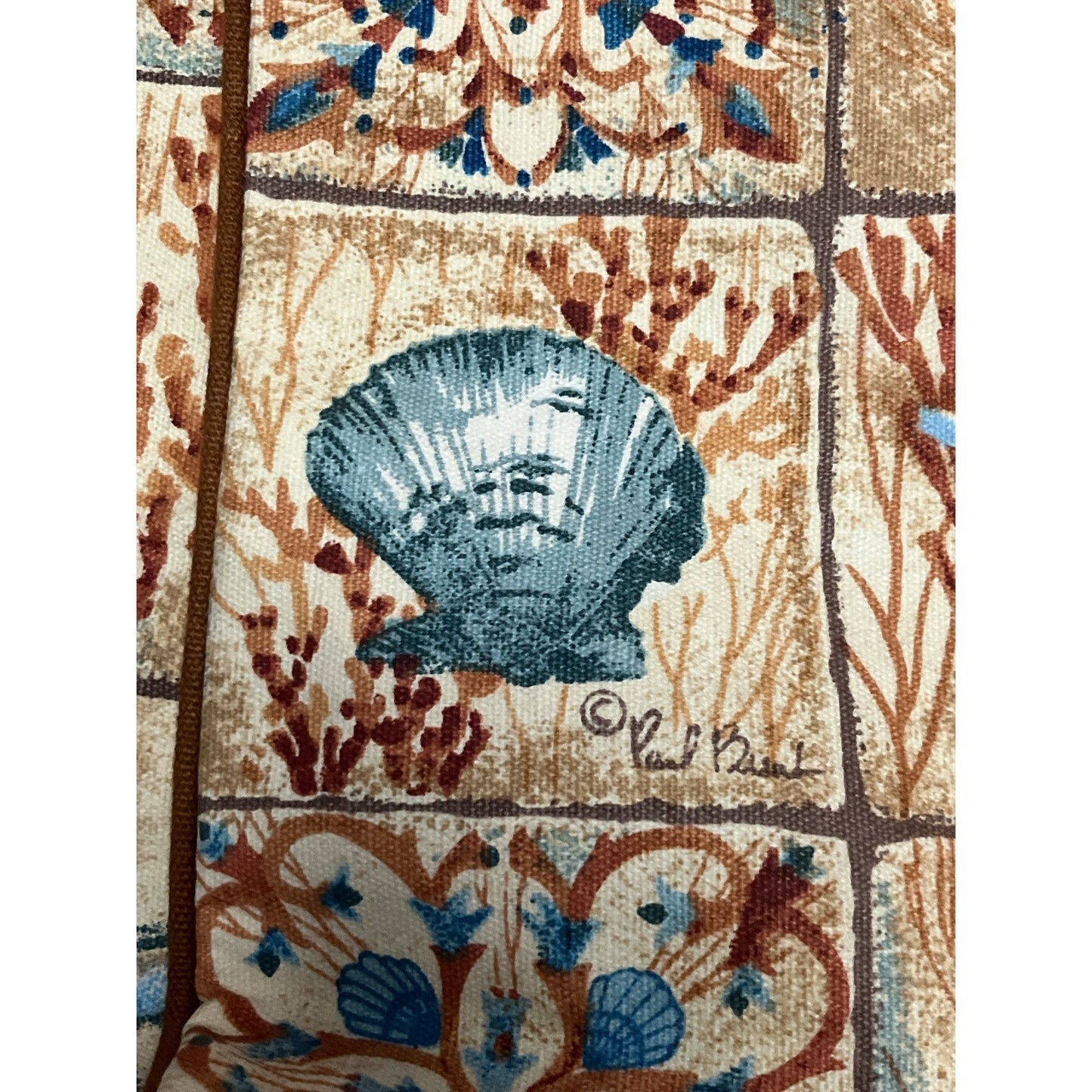 Paul Brent Early 2000s Vintage Coastal Patchwork Tote Bag Seahorse Starfish