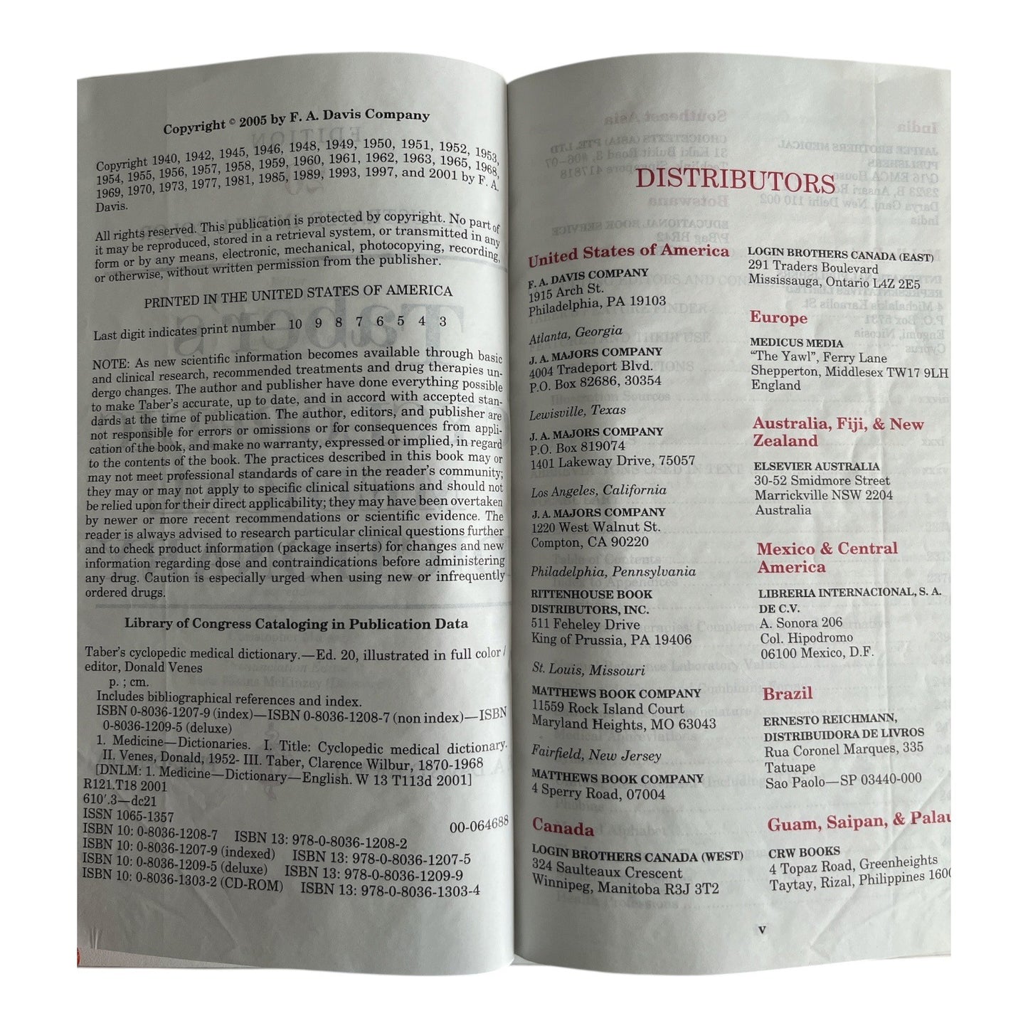 Taber’s Cyclopedic Medical Dictionary – 20th Edition Thumb-Indexed Hardcover (2005) – F.A. Davis