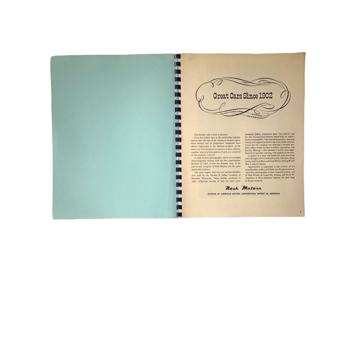 Nash Family Album Fourth Printing Pictorial Roll Call Since 1902 Nash Motors AMC Vintage Booklet