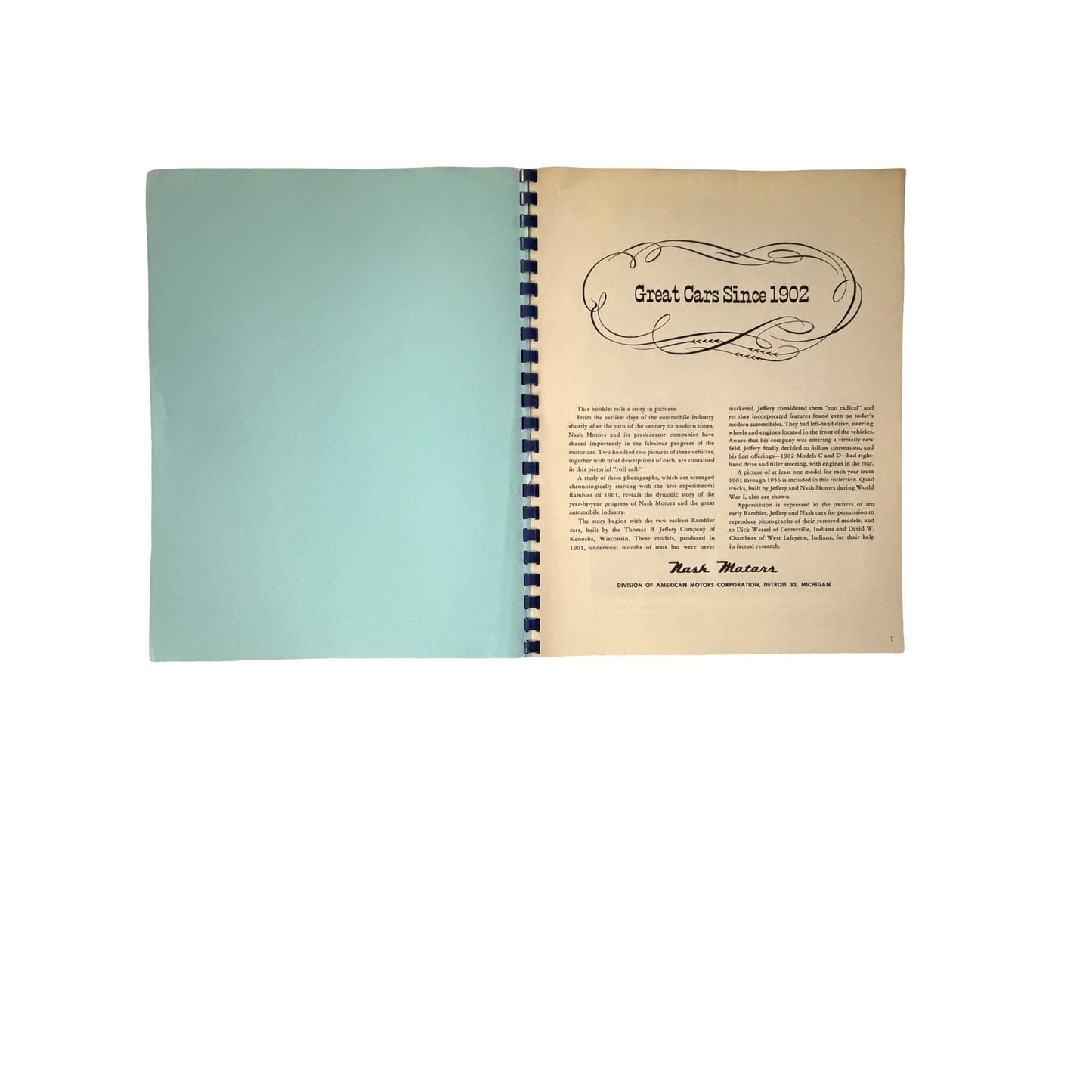 Nash Family Album Fourth Printing Pictorial Roll Call Since 1902 Nash Motors AMC Vintage Booklet