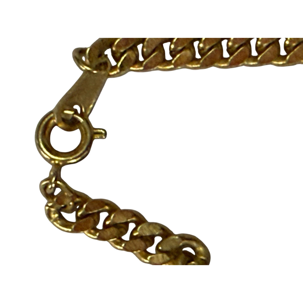 Vintage Korea Gold Tone Flat Curb Chain Necklace 15 Inch Choker Collar