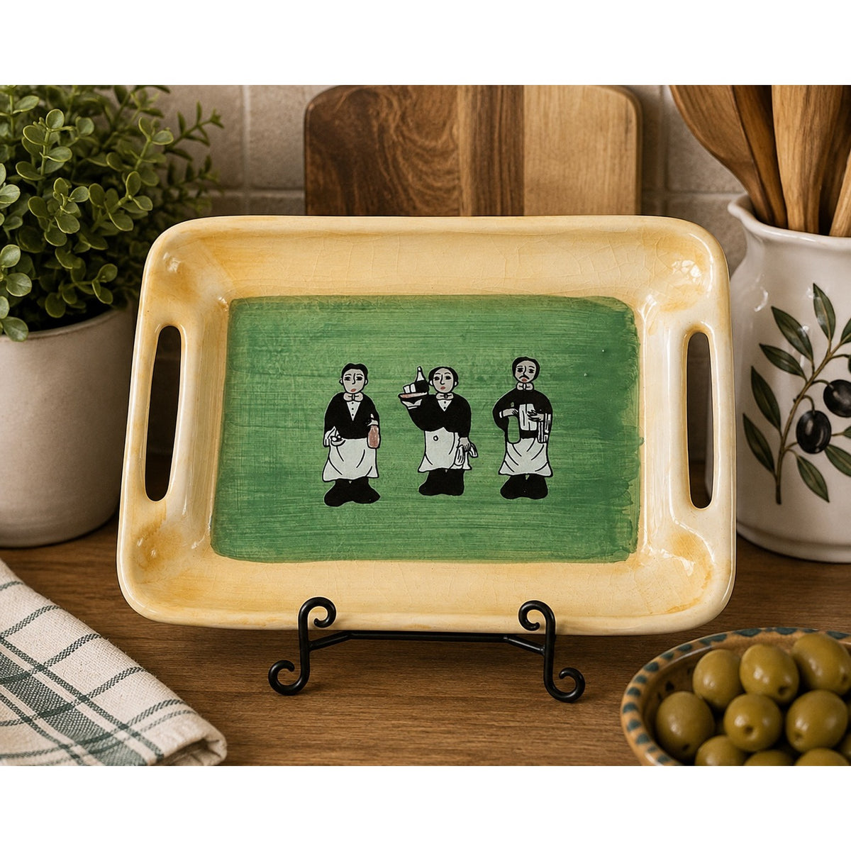 2000 California Pantry Three Waiters Ceramic Serving Tray 8x6 Handled